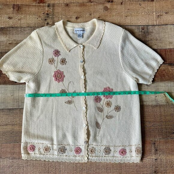 Vintage Alfred Dunner Floral Knit Cardigan Sweater L - Picture 2 of 8